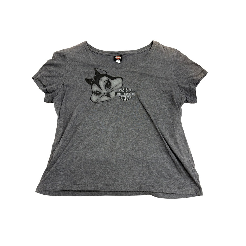 Harley-Davidson Penelope Pussycat Graphic Tee Gray Kill Devil Hills NC 2X
